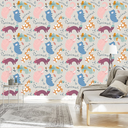 Wallpaper For Children - Happy Colorful Animals