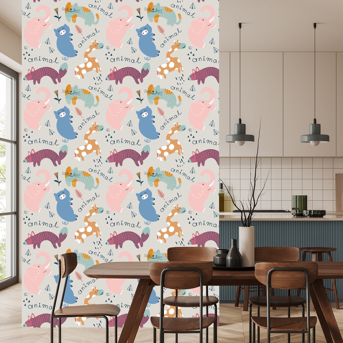 Wallpaper For Children - Happy Colorful Animals