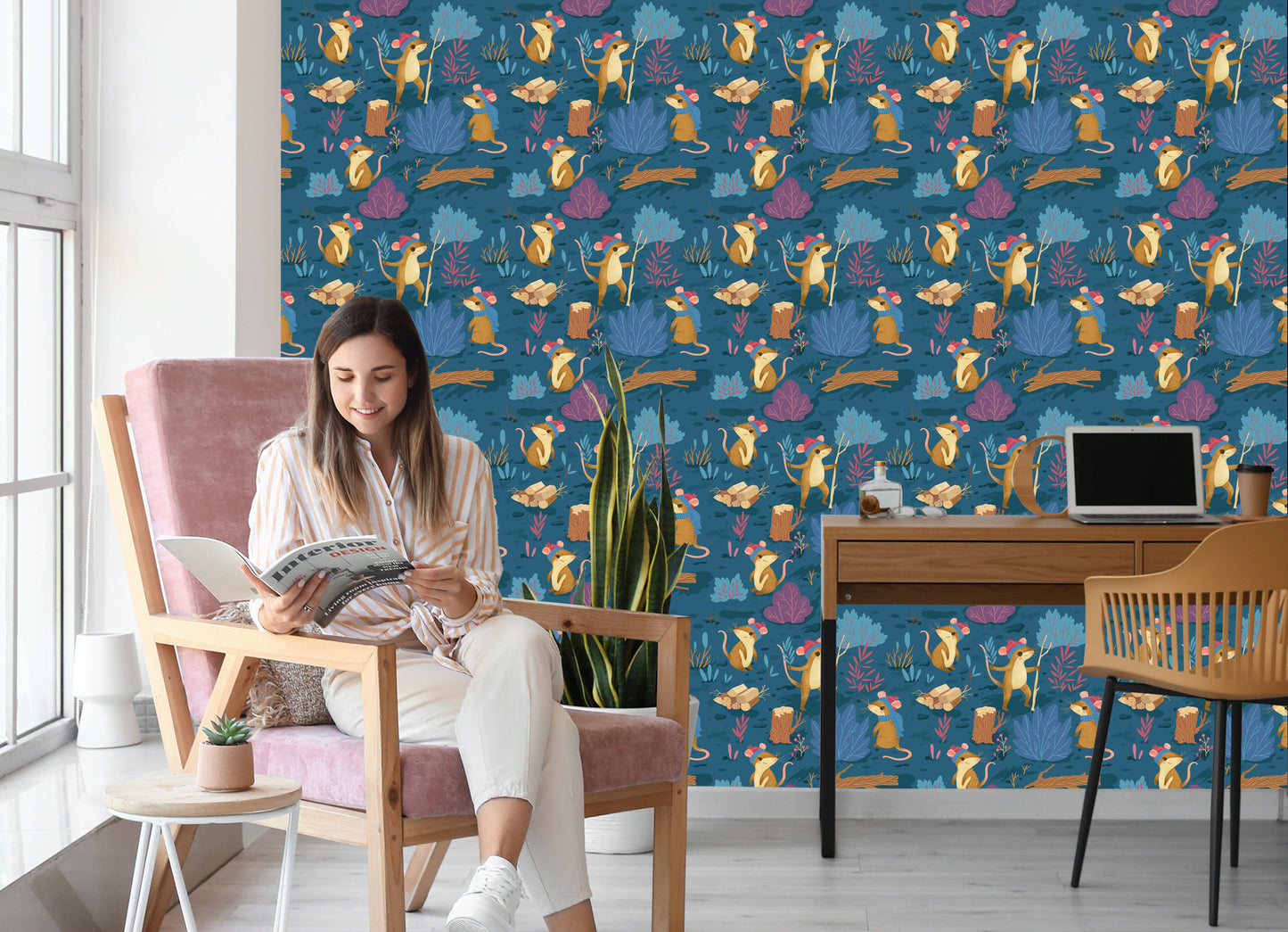 Wallpaper For Children - Happy Mice In The Forest
