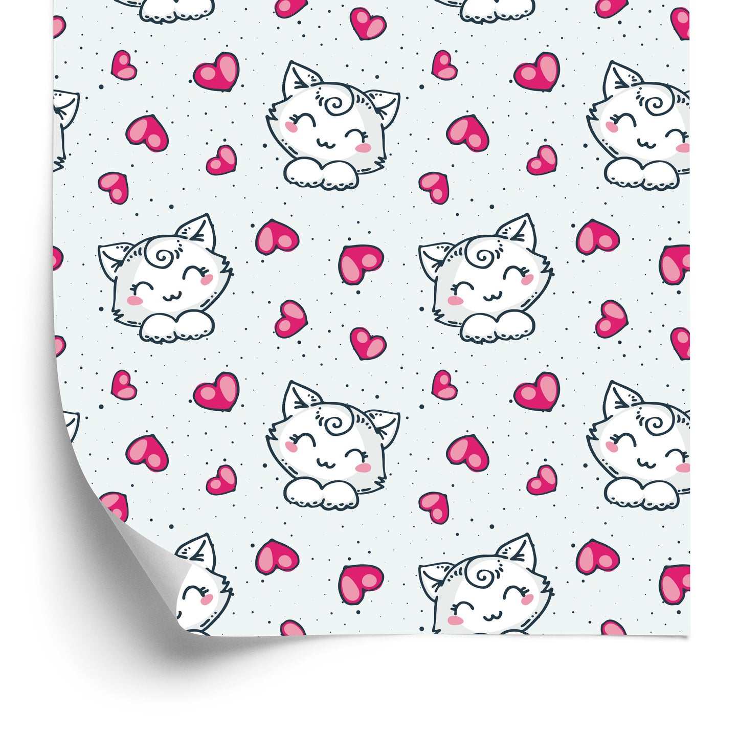 Wallpaper For Children - Adorable White Kittens And Hearts