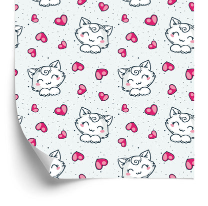 Wallpaper For Children - Adorable White Kittens And Hearts