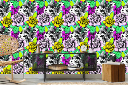 Wallpaper Cats, Birds And Roses