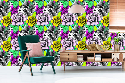 Wallpaper Cats, Birds And Roses