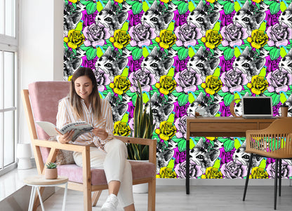 Wallpaper Cats, Birds And Roses