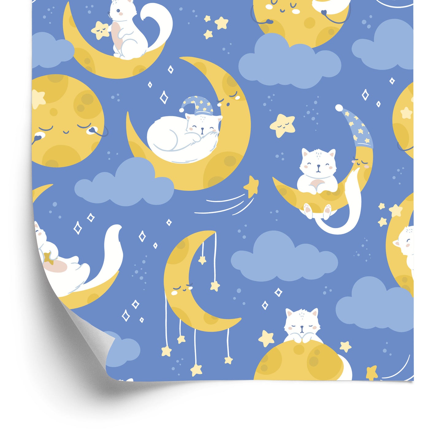 Wallpaper For Children - Stars, Cats And Moons