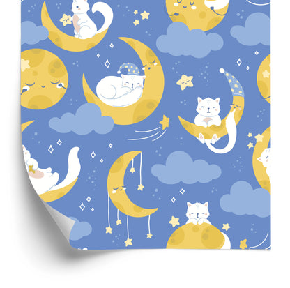Wallpaper For Children - Stars, Cats And Moons