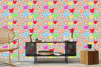 Wallpaper For Children - Happy Kittens And Hearts