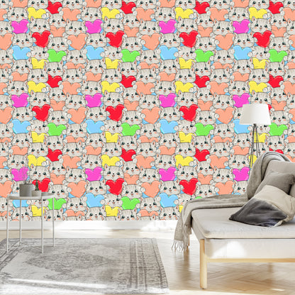 Wallpaper For Children - Happy Kittens And Hearts
