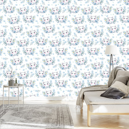 Wallpaper For Children - Little Kittens And Flowers