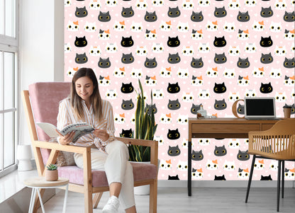 Wallpaper For Children - Kittens And Hearts