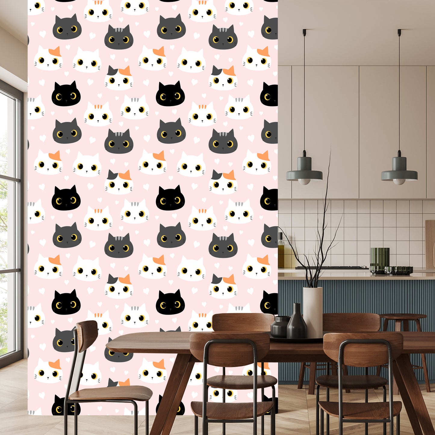 Wallpaper For Children - Kittens And Hearts