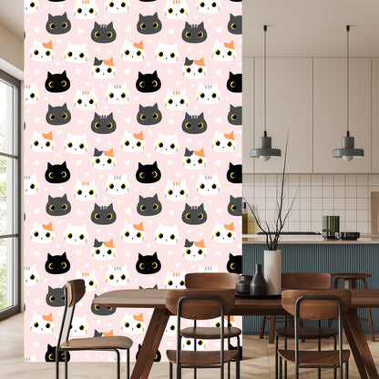 Wallpaper For Children - Kittens And Hearts