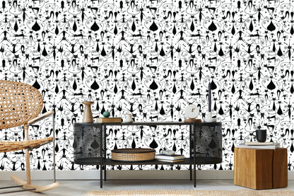 Wallpaper Black Happy Cats