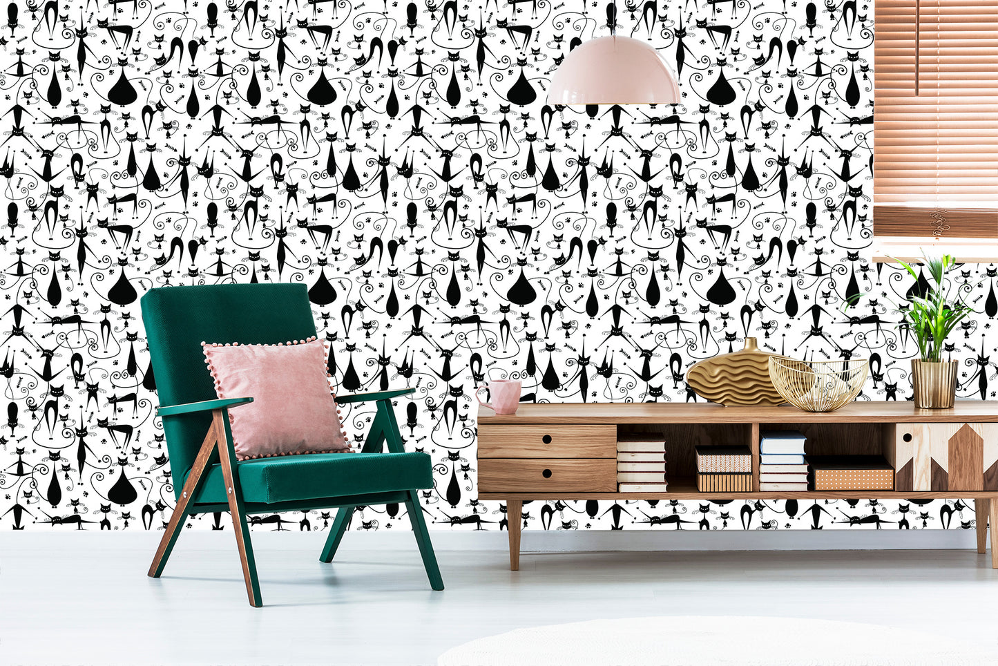 Wallpaper Black Happy Cats