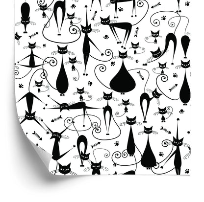 Wallpaper Black Happy Cats