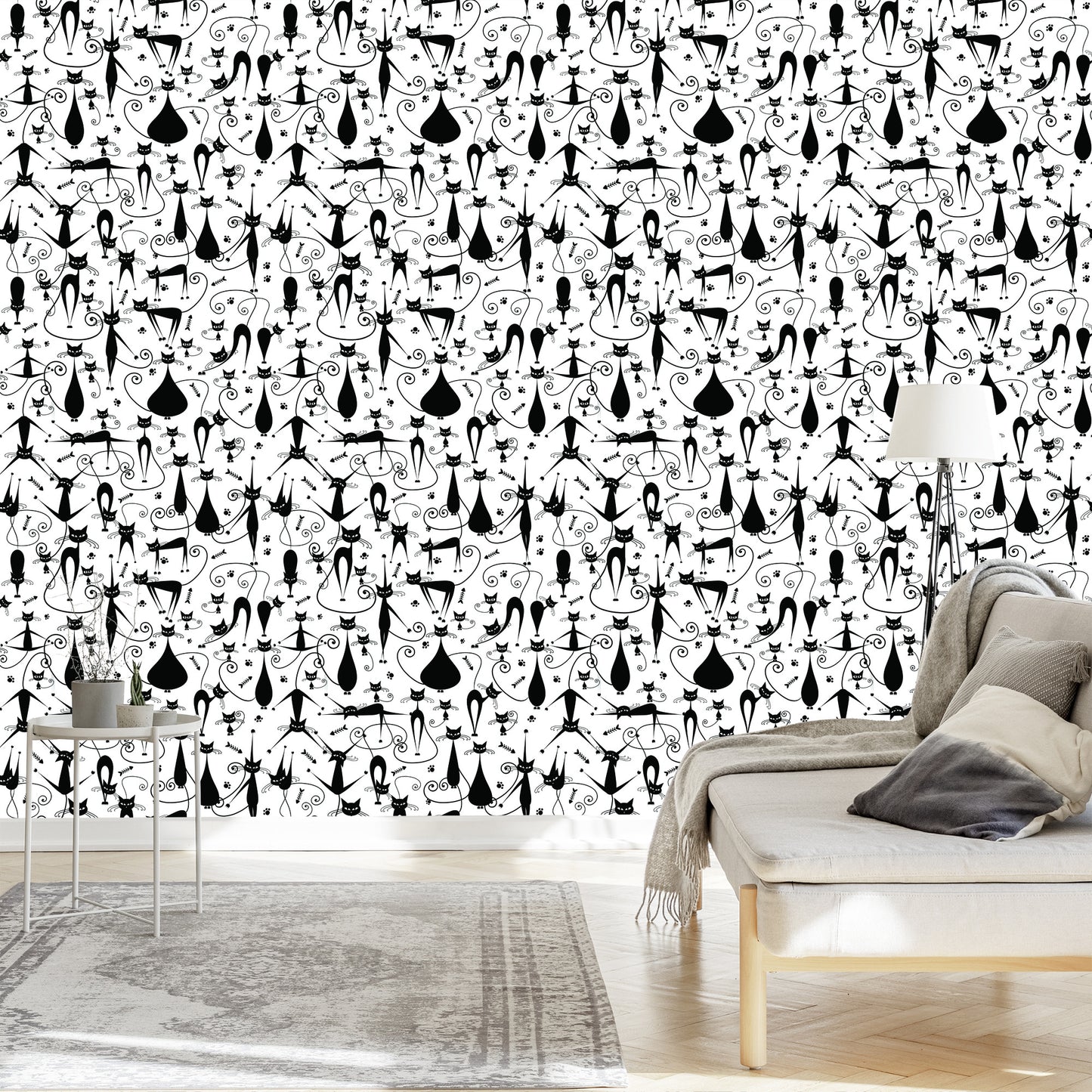 Wallpaper Black Happy Cats