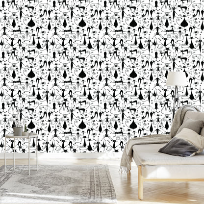 Wallpaper Black Happy Cats