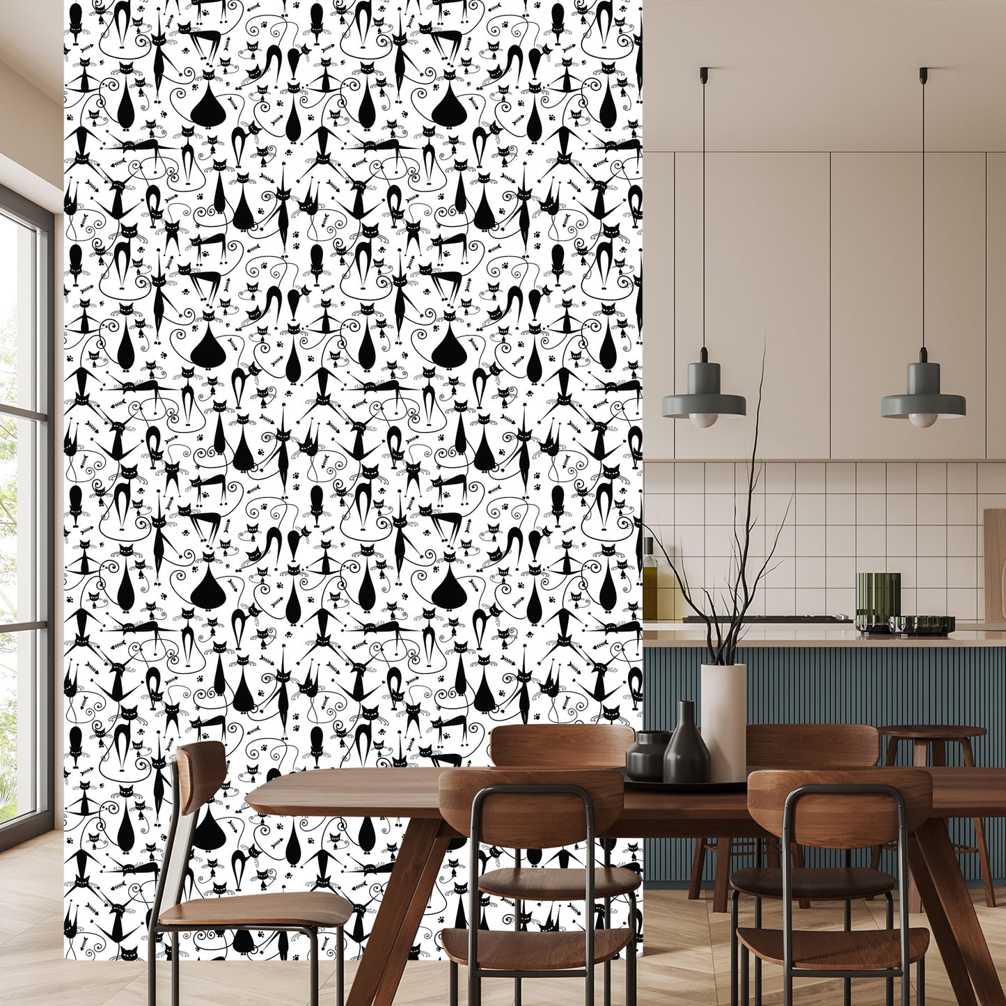 Wallpaper Black Happy Cats