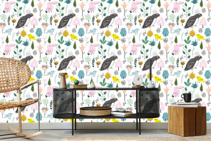 Wallpaper For Children - Colorful Birds In The Jungle