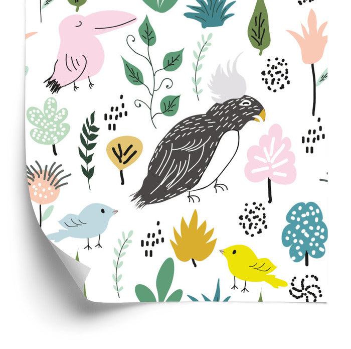 Wallpaper For Children - Colorful Birds In The Jungle