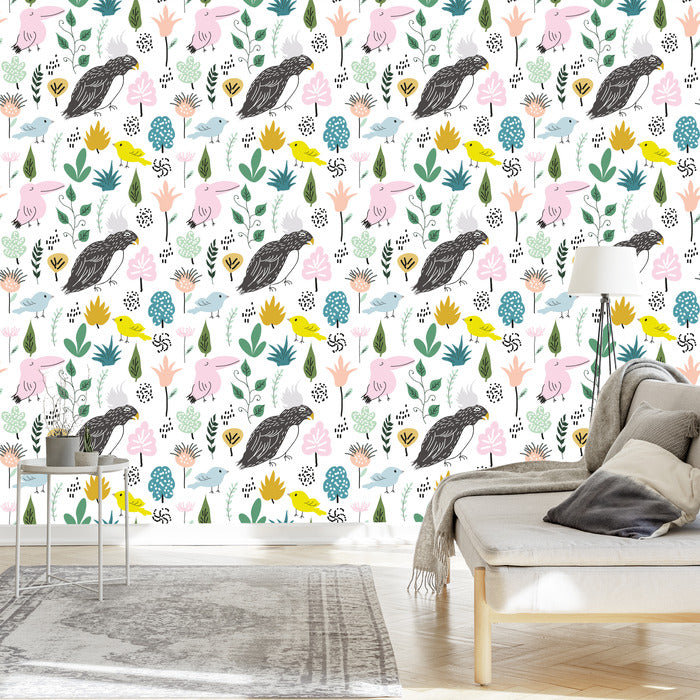 Wallpaper For Children - Colorful Birds In The Jungle