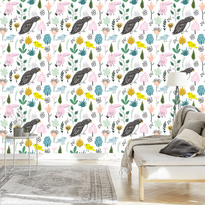 Wallpaper For Children - Colorful Birds In The Jungle