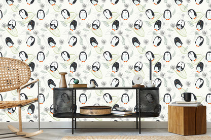 Wallpaper For Children - Penguins As From Cartoons