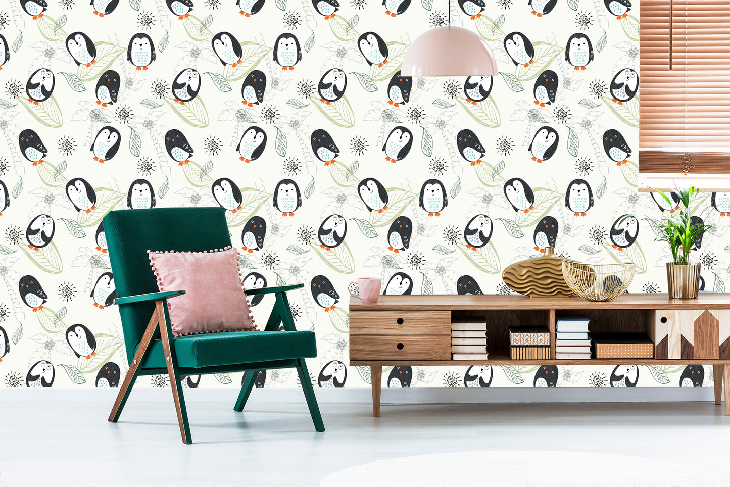 Wallpaper For Children - Penguins As From Cartoons