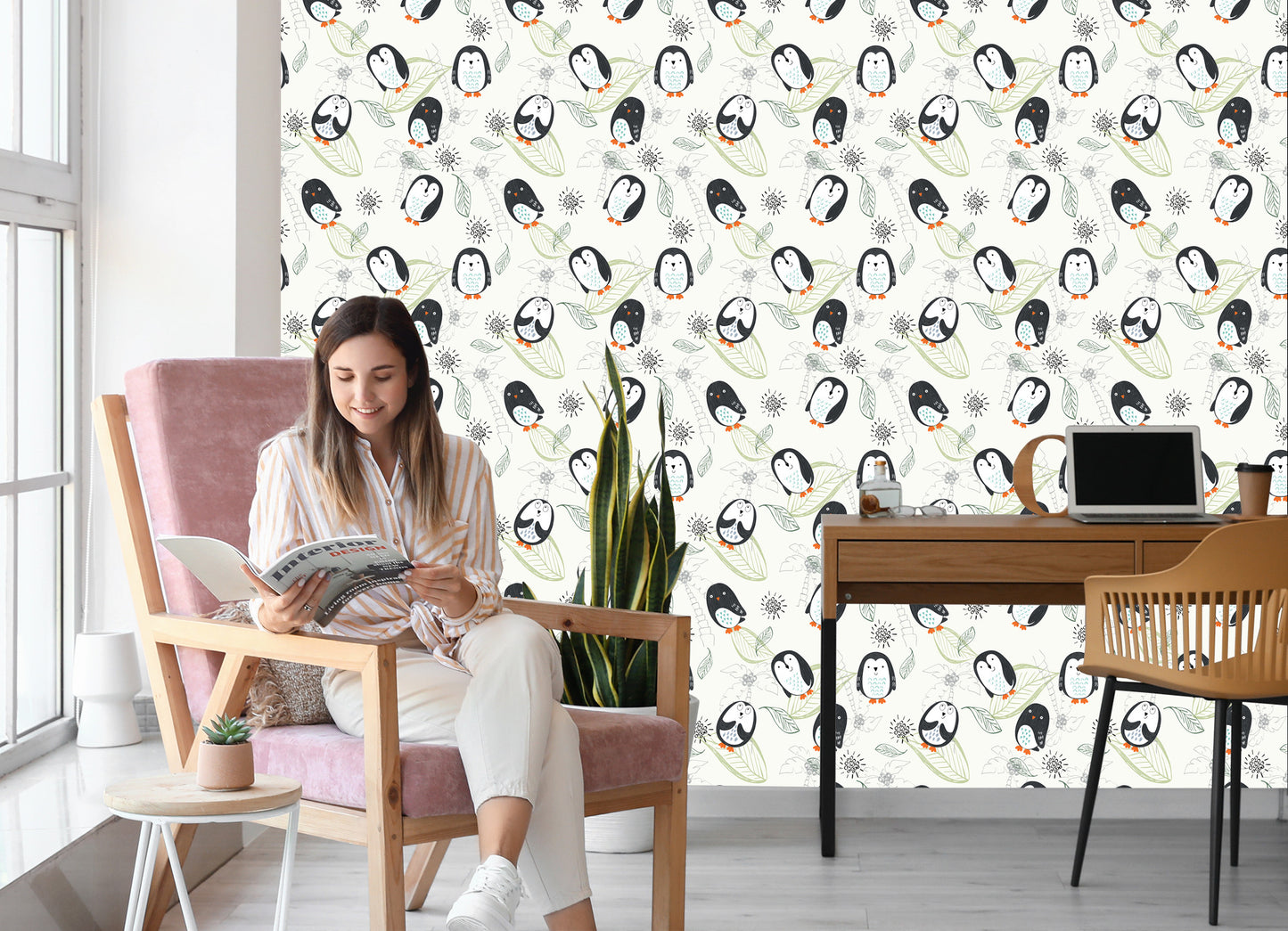 Wallpaper For Children - Penguins As From Cartoons