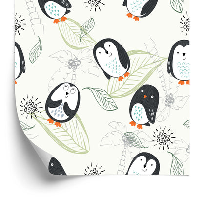 Wallpaper For Children - Penguins As From Cartoons