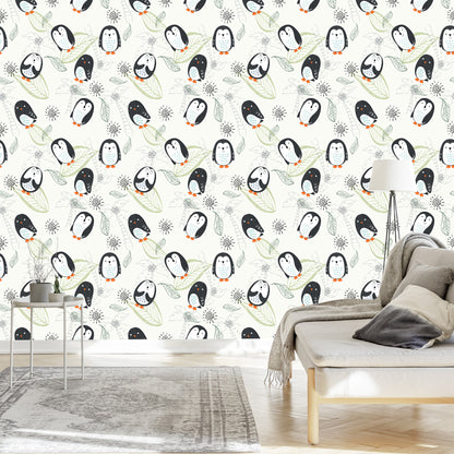 Wallpaper For Children - Penguins As From Cartoons