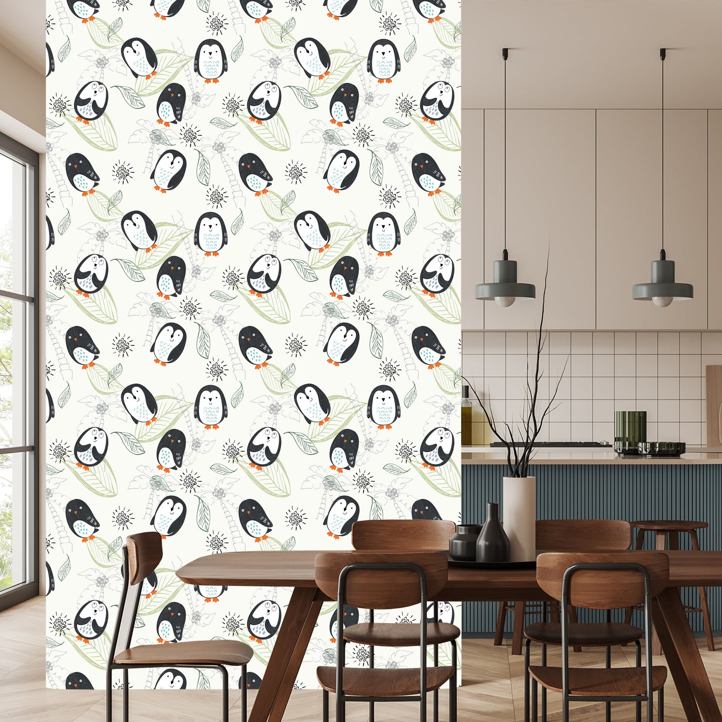 Wallpaper For Children - Penguins As From Cartoons