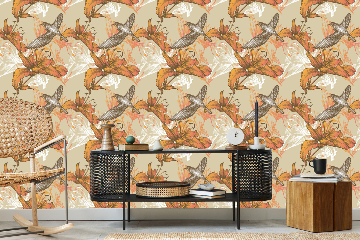 Wallpaper Birds And Flowers