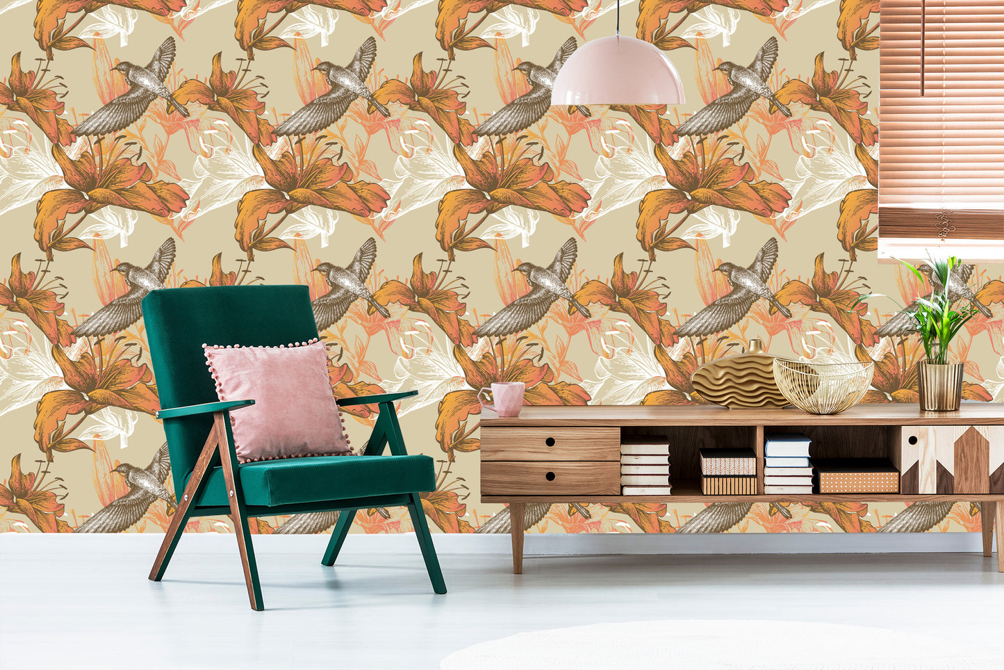 Wallpaper Birds And Flowers