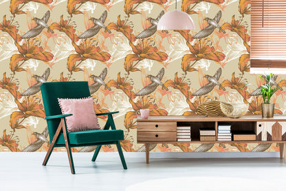 Wallpaper Birds And Flowers