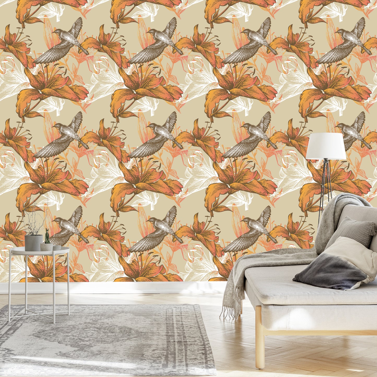 Wallpaper Birds And Flowers