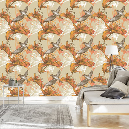 Wallpaper Birds And Flowers