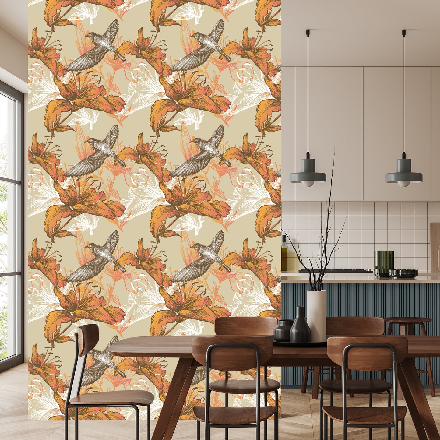 Wallpaper Birds And Flowers