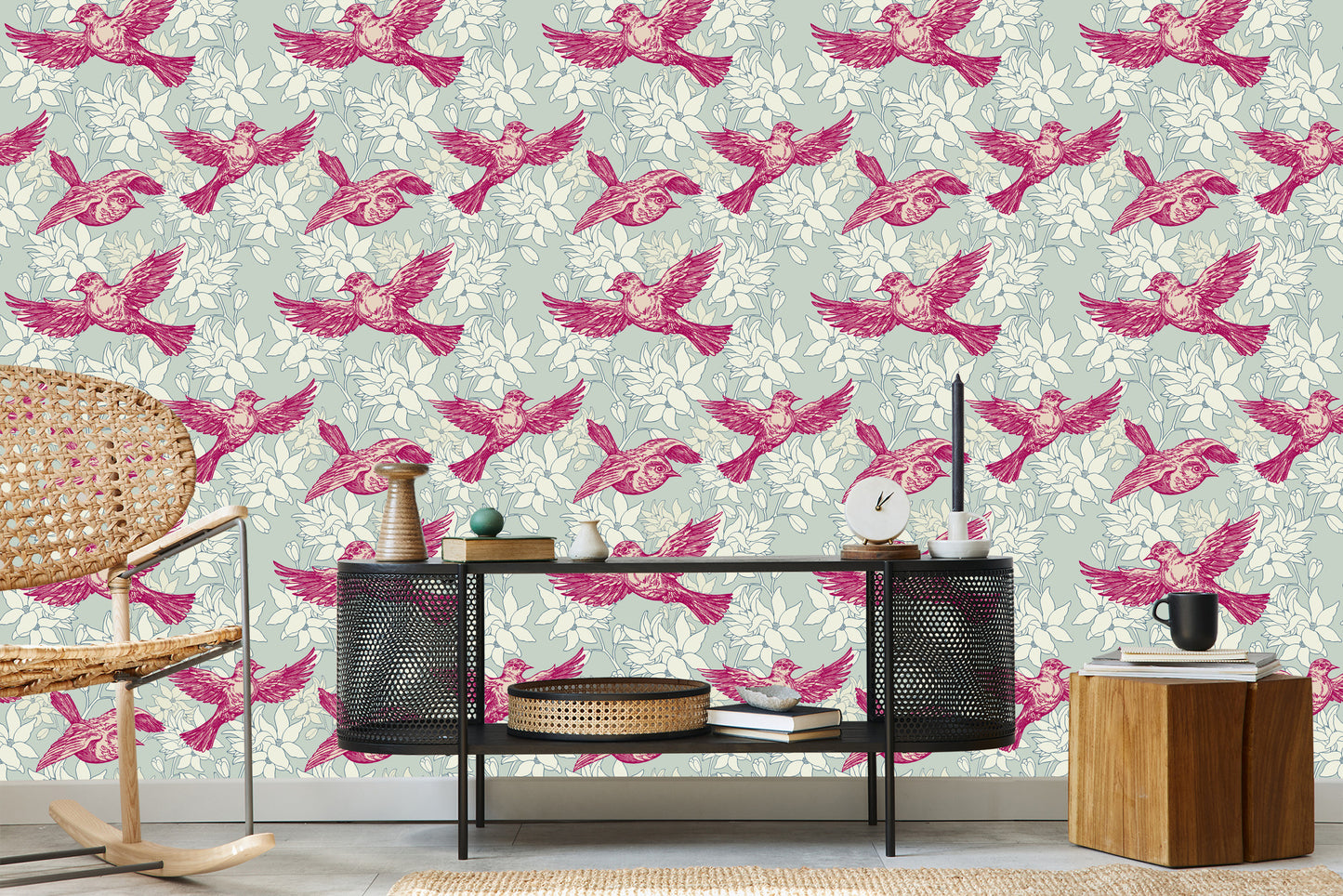 Wallpaper Flying Birds Among The Leaves