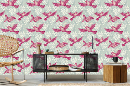 Wallpaper Flying Birds Among The Leaves
