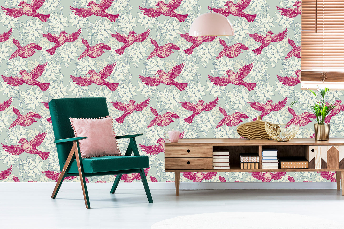 Wallpaper Flying Birds Among The Leaves