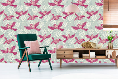 Wallpaper Flying Birds Among The Leaves