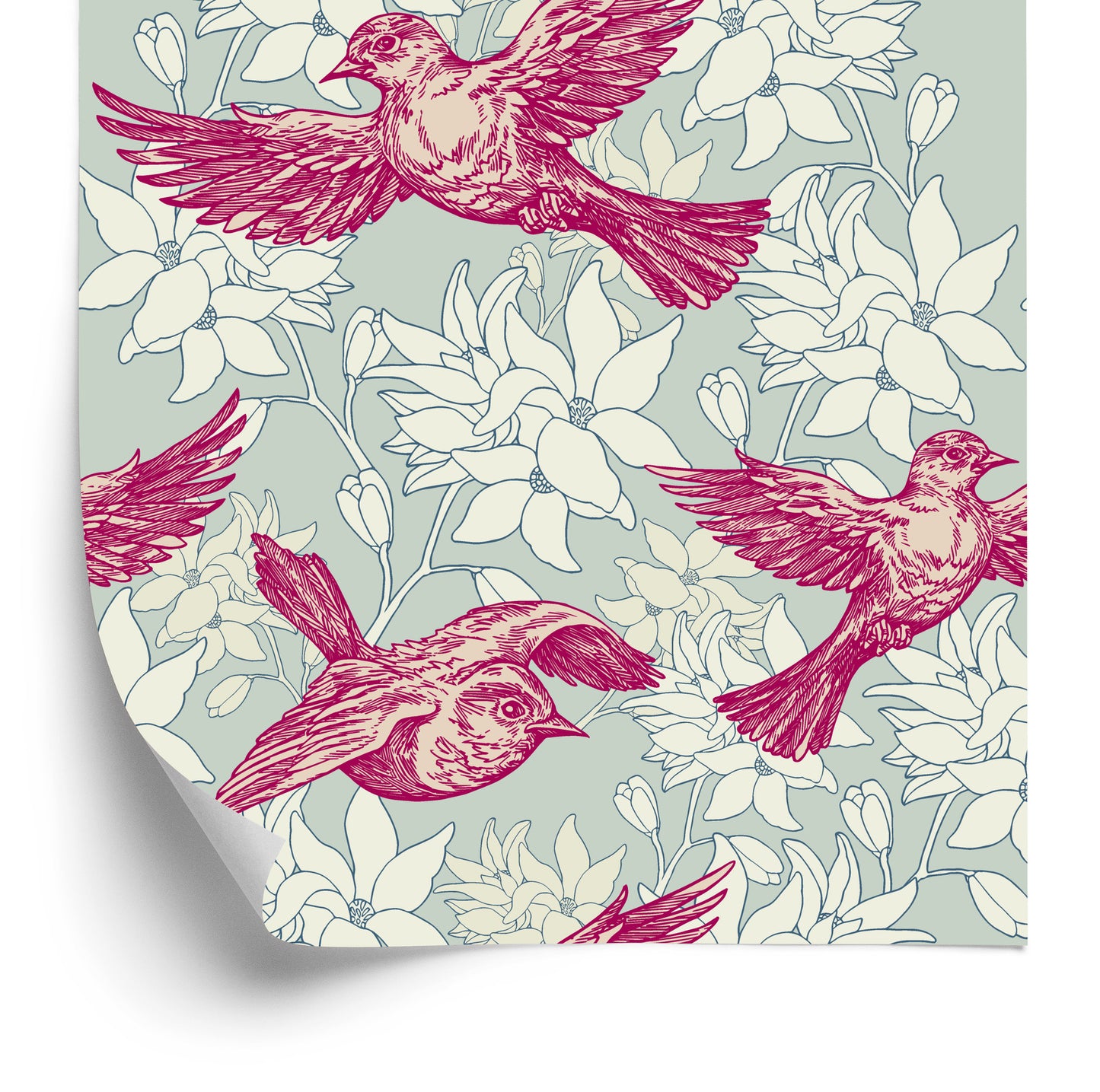 Wallpaper Flying Birds Among The Leaves