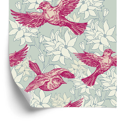Wallpaper Flying Birds Among The Leaves