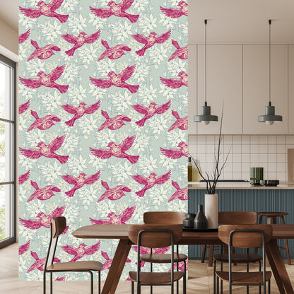Wallpaper Flying Birds Among The Leaves