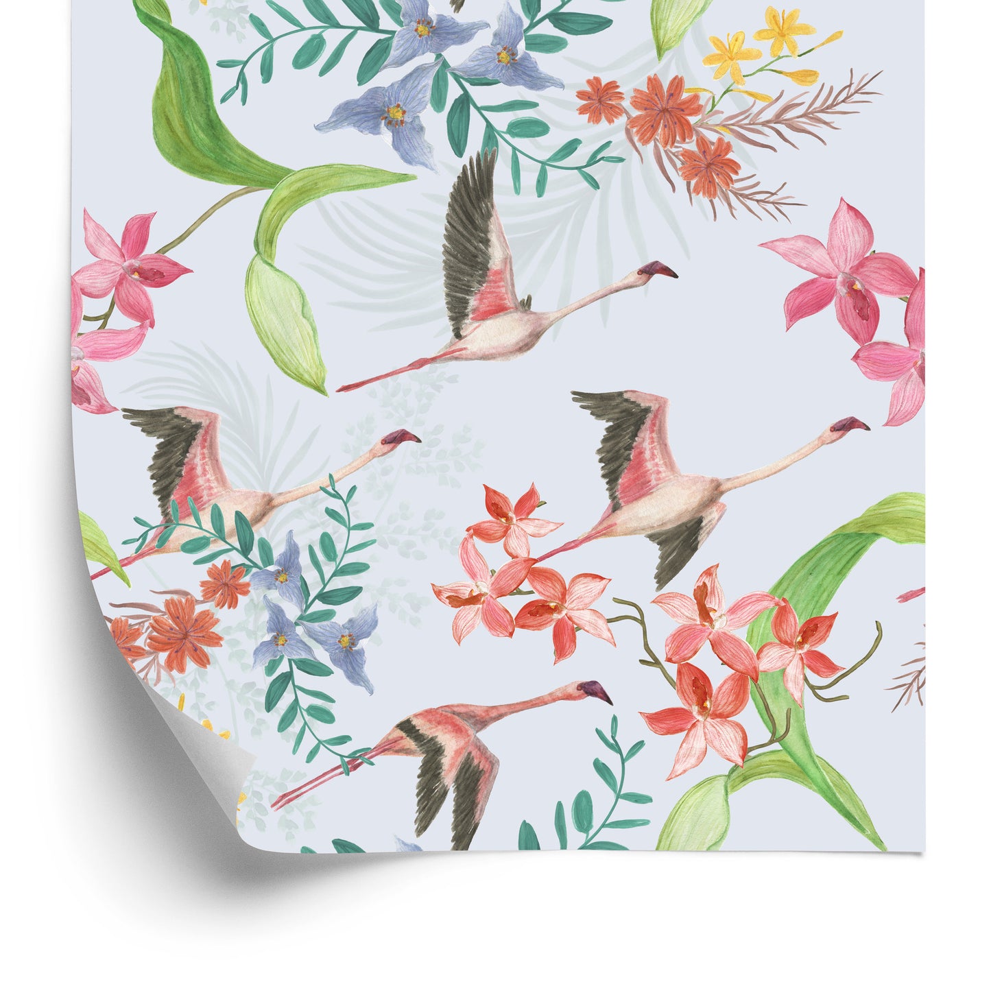 Wallpaper Flying Cranes And Flowers