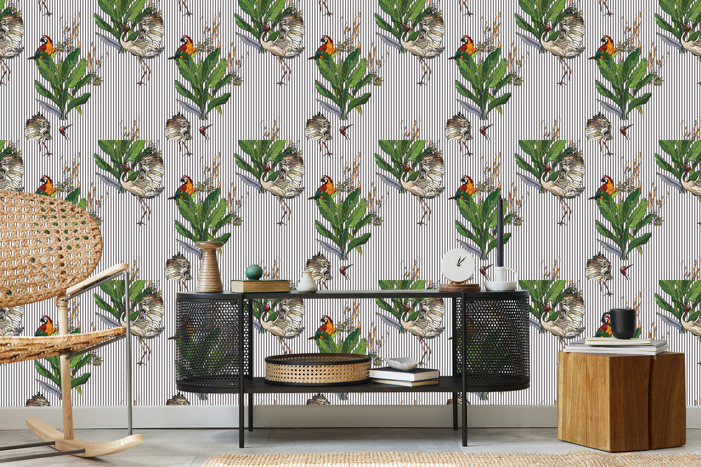 Wallpaper Parrots And Cranes