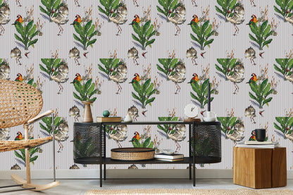 Wallpaper Parrots And Cranes