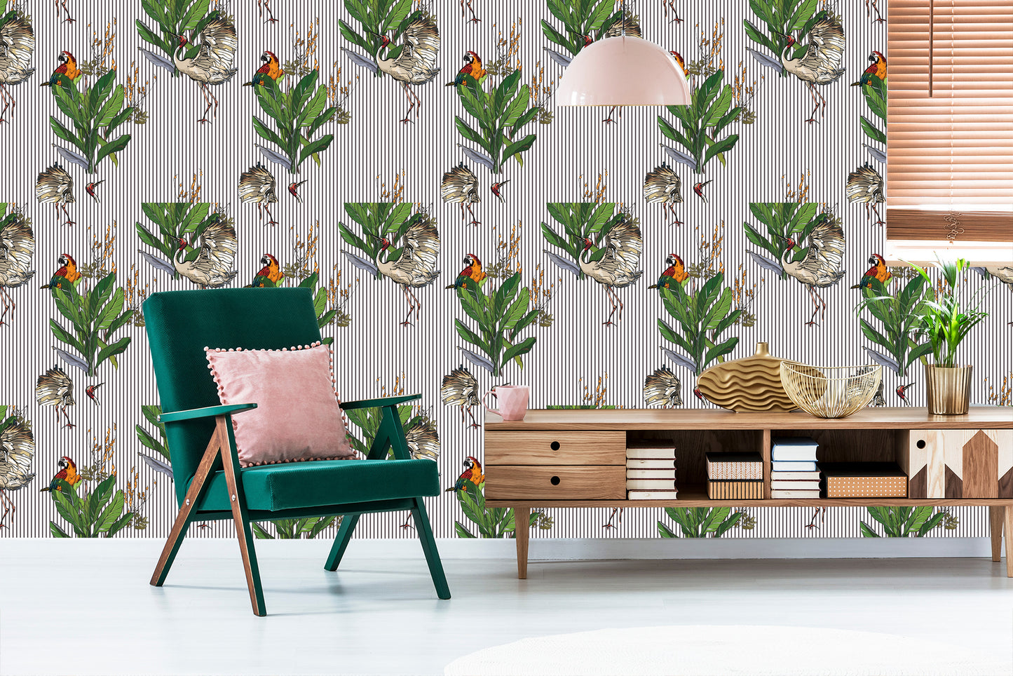 Wallpaper Parrots And Cranes