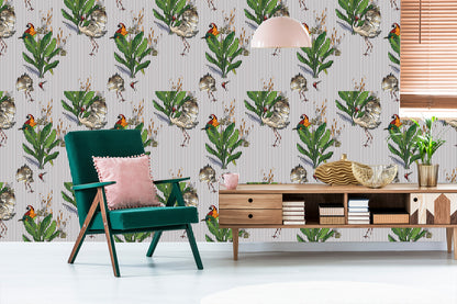 Wallpaper Parrots And Cranes